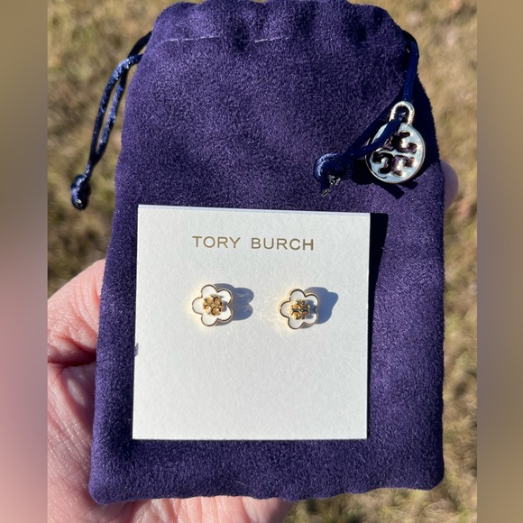 NWOT Tory Burch Kira Flower Stud Earrings - Picture 3 of 8